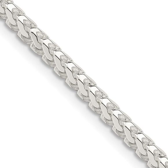 Kazi Luxury Sterling Silver 3.4mm D/C Square Franco Chain